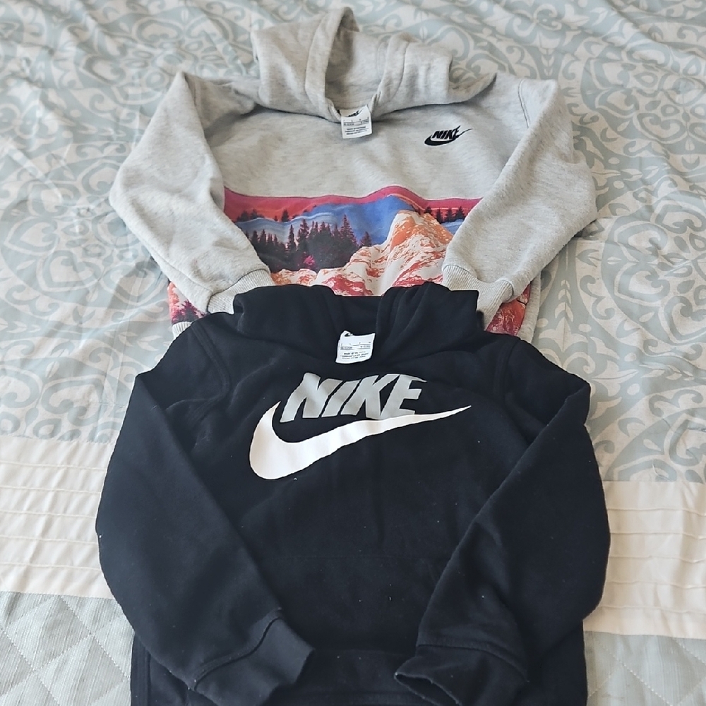 Nike Gray Scenic and Black Logo Hoodies